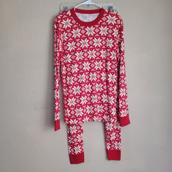 Hanna Andersson Other - Hanna Andersson Snowflake Christmas Organic Cotton Pajama Set Womens M Long John